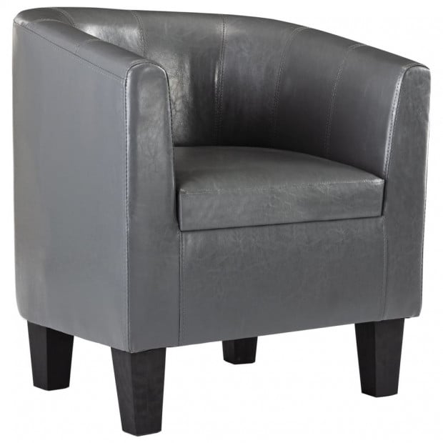 Sofa Chair Grey Faux Leather