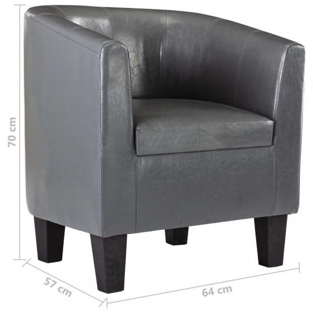 Sofa Chair Grey Faux Leather Image 7