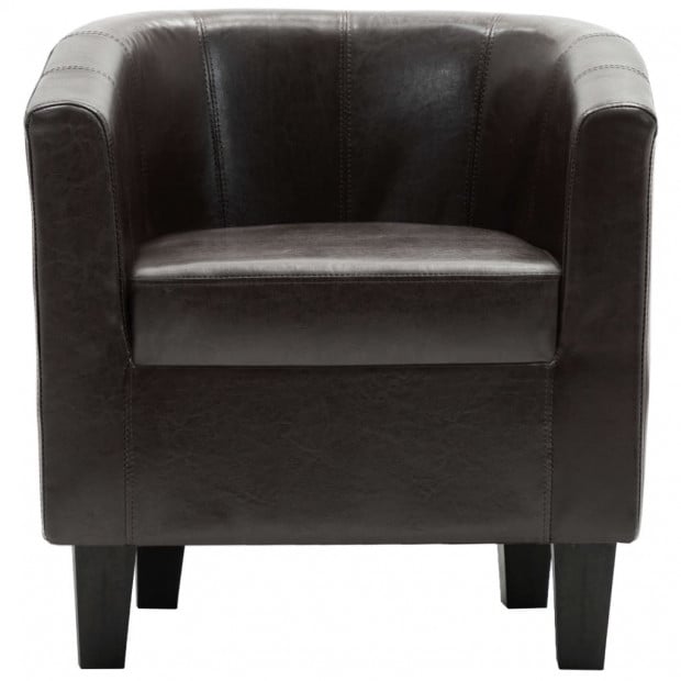 Sofa Chair Dark Brown Faux Leather Image 4