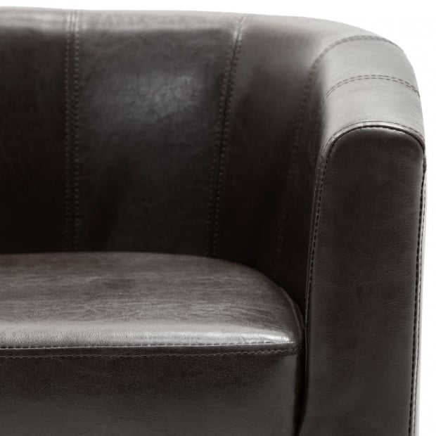 Sofa Chair Dark Brown Faux Leather Image 7