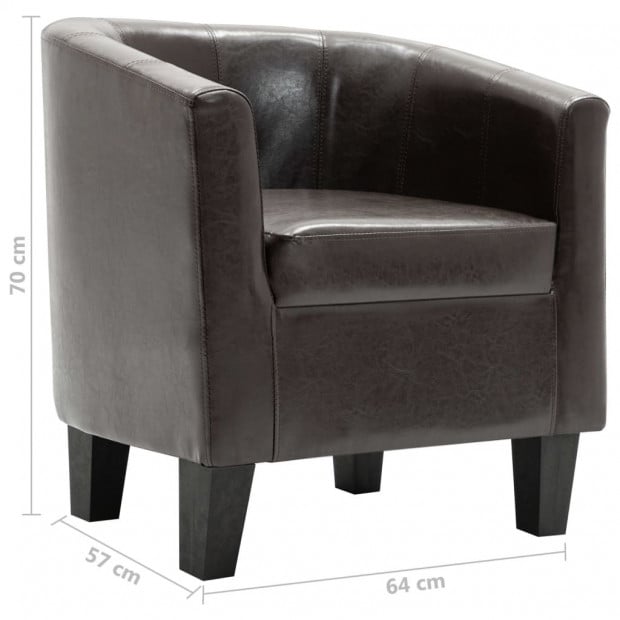 Sofa Chair Dark Brown Faux Leather Image 9
