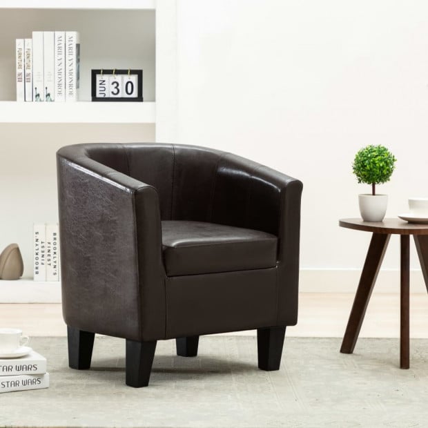 Sofa Chair Dark Brown Faux Leather Image 2