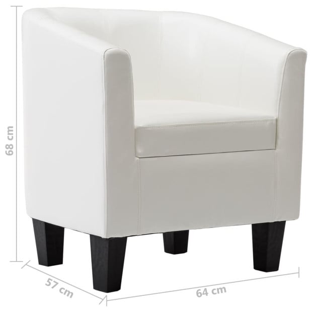 Tub Chair White F.Leather Image 7
