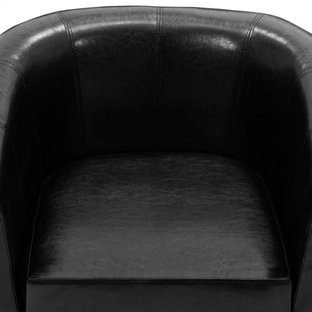 Sofa Chair With Footstool Black Faux Leather Image 6