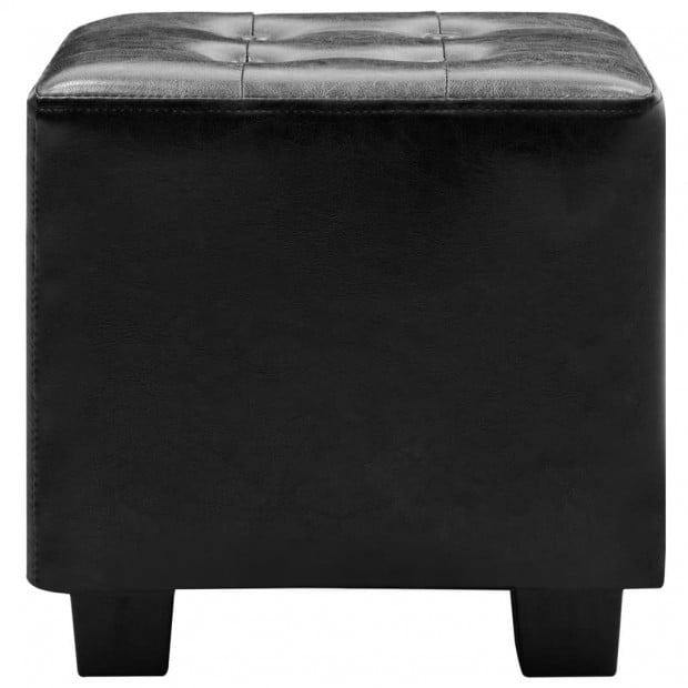 Sofa Chair With Footstool Black Faux Leather Image 7