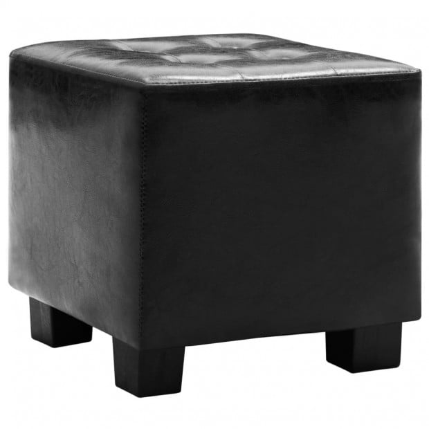 Sofa Chair With Footstool Black Faux Leather Image 8