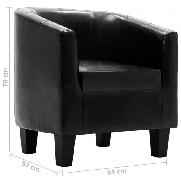 Sofa Chair With Footstool Black Faux Leather Image 9