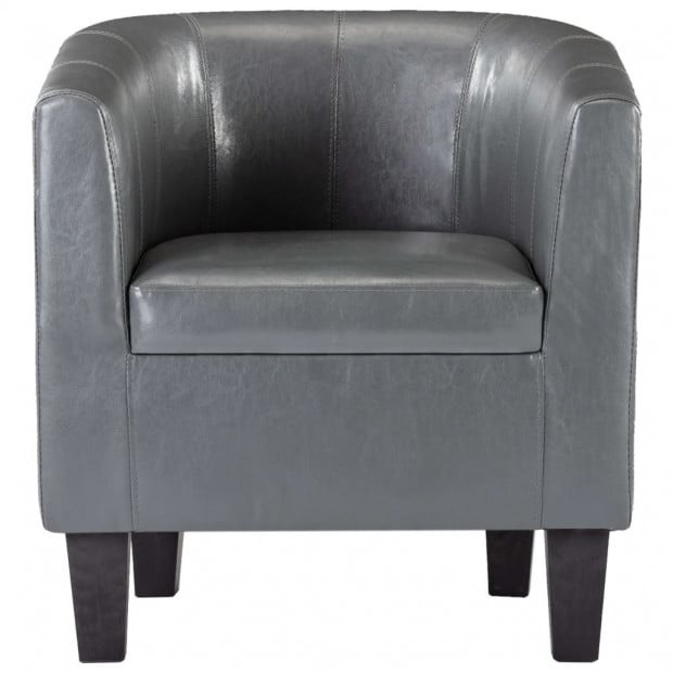 Sofa Chair With Footstool Grey Faux Leather Image 5