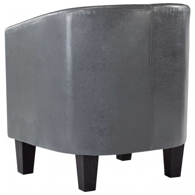 Sofa Chair With Footstool Grey Faux Leather Image 6