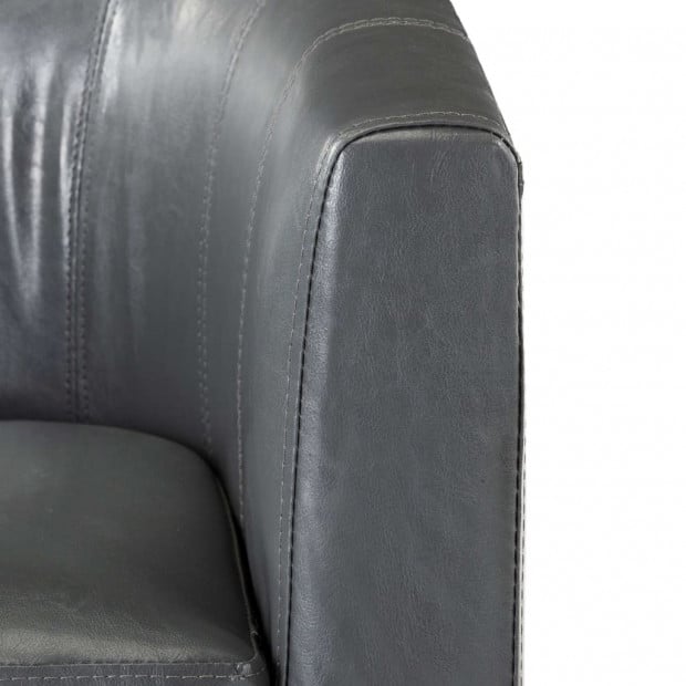Sofa Chair With Footstool Grey Faux Leather Image 7