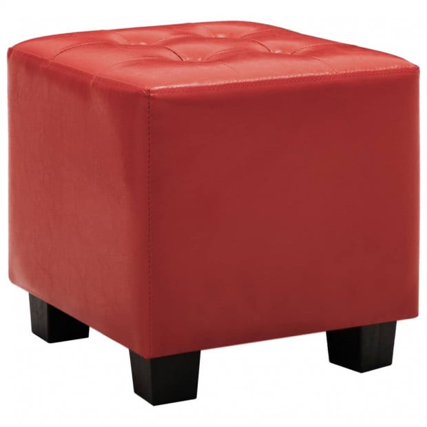 Tub Chair With Footstool Red Faux Leather Image 7