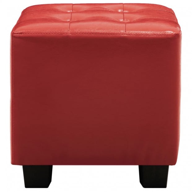 Tub Chair With Footstool Red Faux Leather Image 9