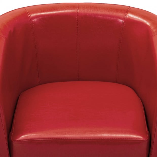 Tub Chair With Footstool Red Faux Leather Image 10