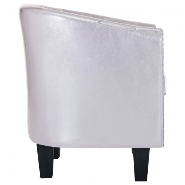 Tub Chair Shiny Silver Faux Leather Image 5