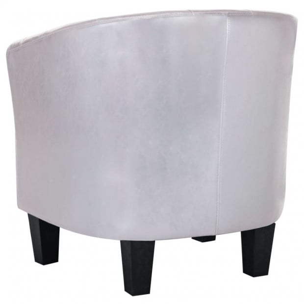 Tub Chair Shiny Silver Faux Leather Image 6