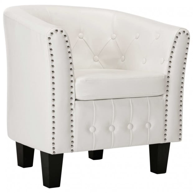 Tub Chair Faux Leather White