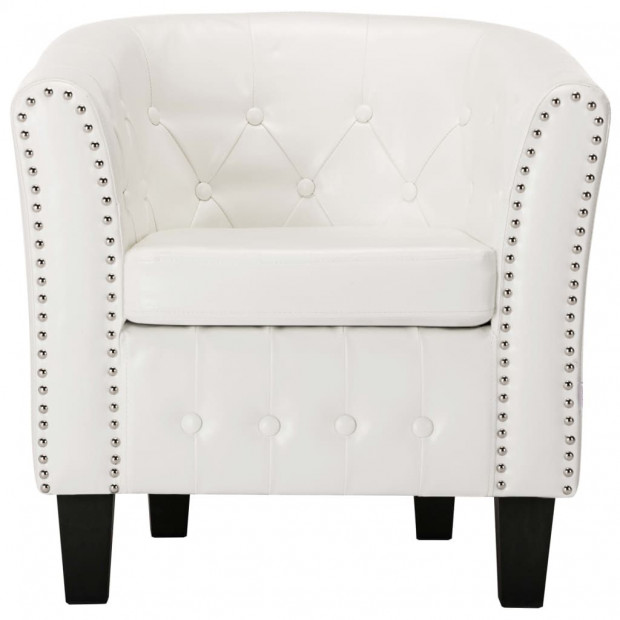 Tub Chair Faux Leather White Image 4