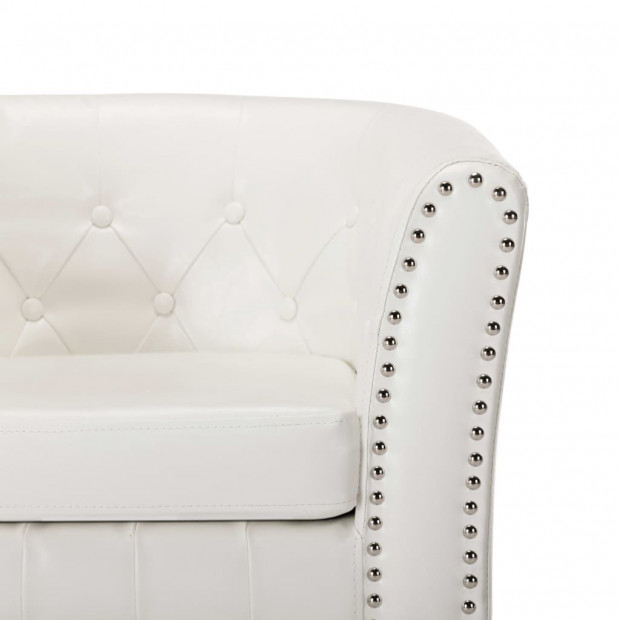 Tub Chair Faux Leather White Image 7