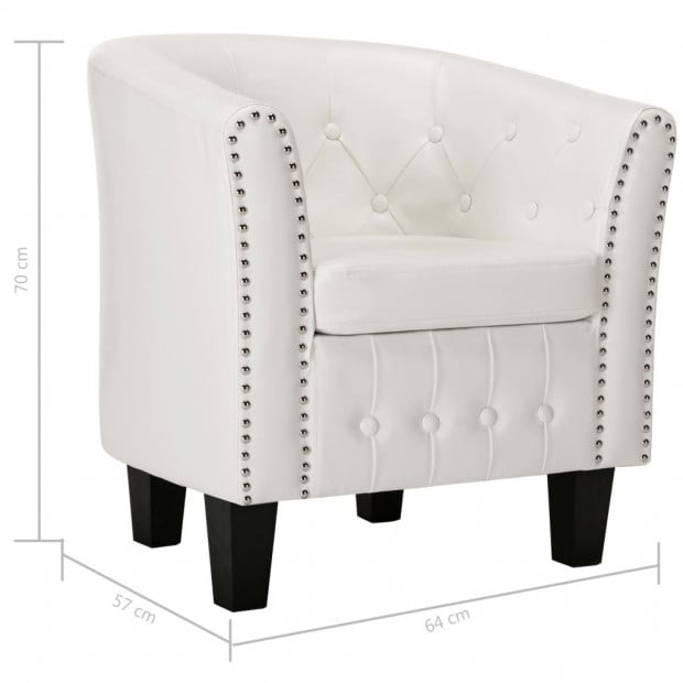 Tub Chair Faux Leather White Image 8