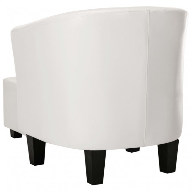 Faux Leather Tub Chair With Footstool White Image 6