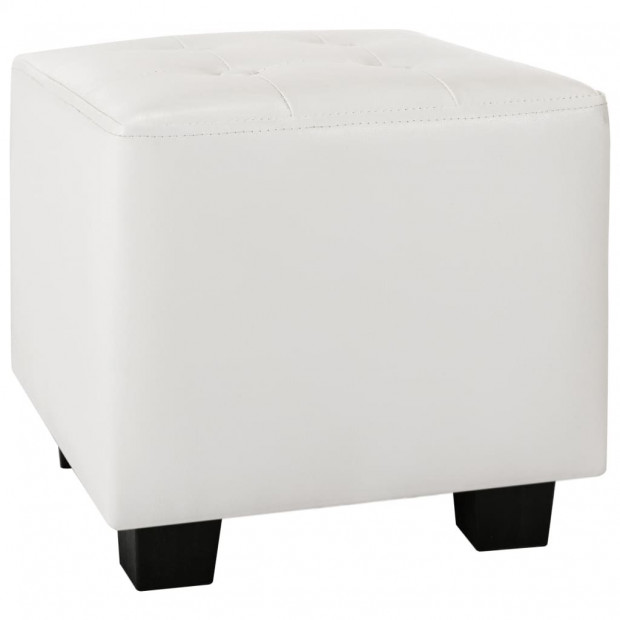 Faux Leather Tub Chair With Footstool White Image 7
