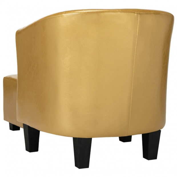 Tub Chair With Footstool Shiny Gold Faux Leather Image 6