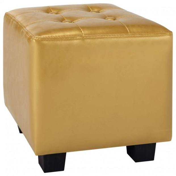 Tub Chair With Footstool Shiny Gold Faux Leather Image 7