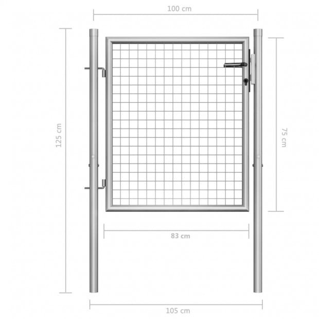 Garden Gate Galvanised Steel 105x125 Cm Silver Image 5