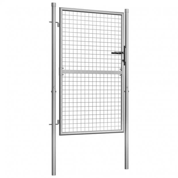 Garden Gate Galvanised Steel 105x175 Cm Silver Image 2