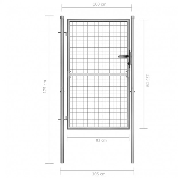 Garden Gate Galvanised Steel 105x175 Cm Silver Image 5