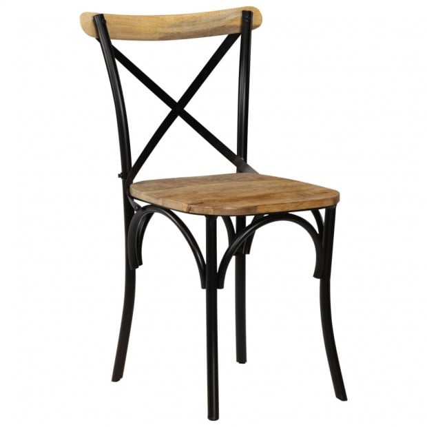 Cross Chairs 2 Pcs Solid Mango Wood 51x52x84 Cm Black Image 2