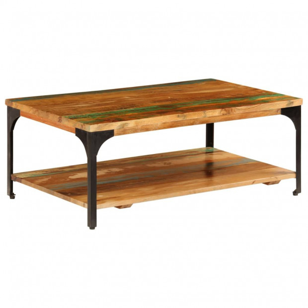 Coffee Table With Shelf 100x60x35 Cm Solid Reclaimed Wood
