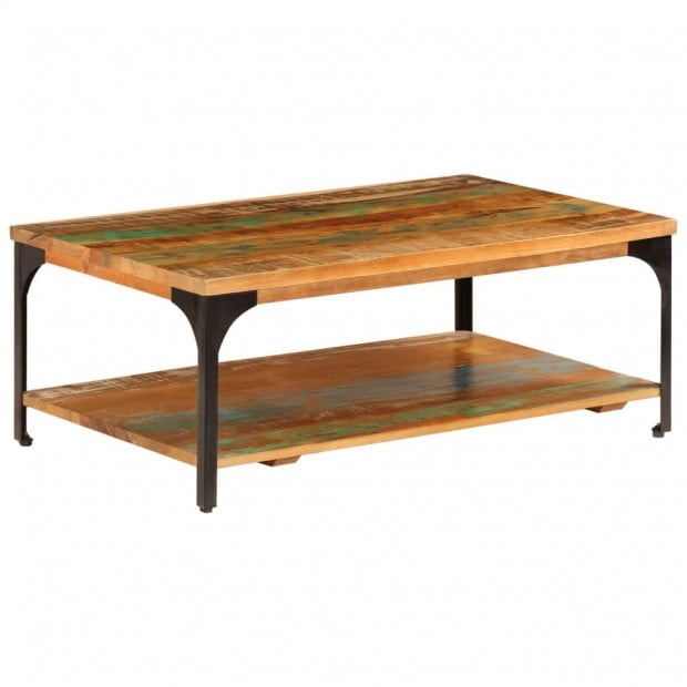 Coffee Table With Shelf 100x60x35 Cm Solid Reclaimed Wood Image 11