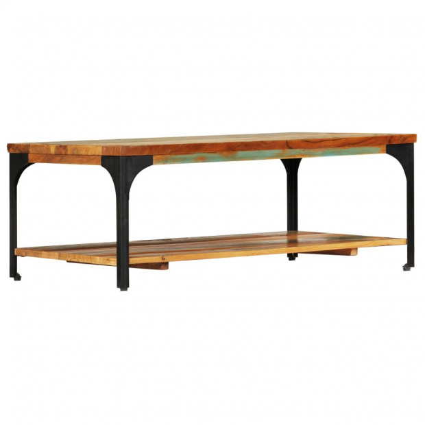 Coffee Table With Shelf 100x60x35 Cm Solid Reclaimed Wood Image 4