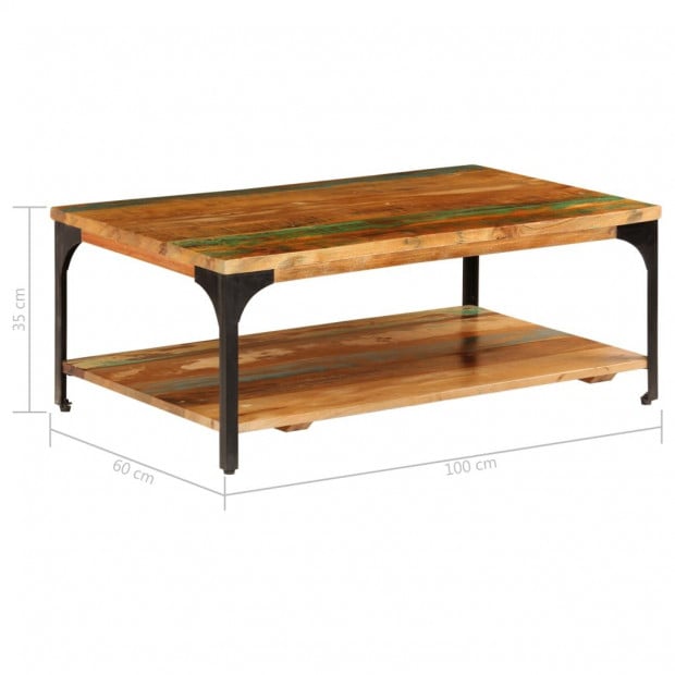 Coffee Table With Shelf 100x60x35 Cm Solid Reclaimed Wood Image 8