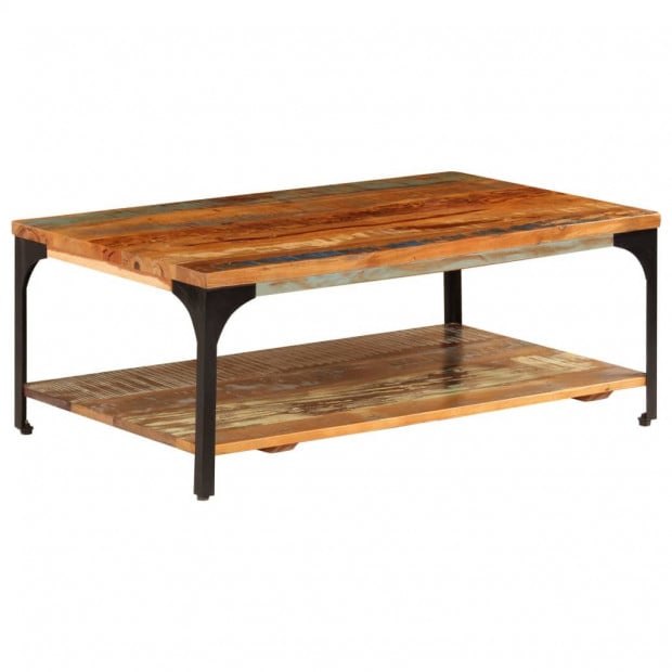 Coffee Table With Shelf 100x60x35 Cm Solid Reclaimed Wood Image 9