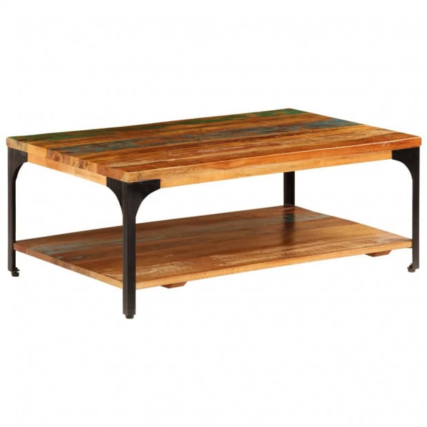 Coffee Table With Shelf 100x60x35 Cm Solid Reclaimed Wood Image 10