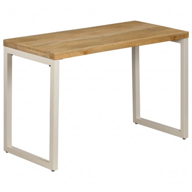 Dining Table 115x55x76 Cm Solid Mango Wood And Steel