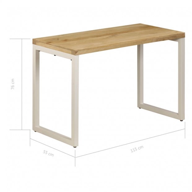 Dining Table 115x55x76 Cm Solid Mango Wood And Steel Image 9