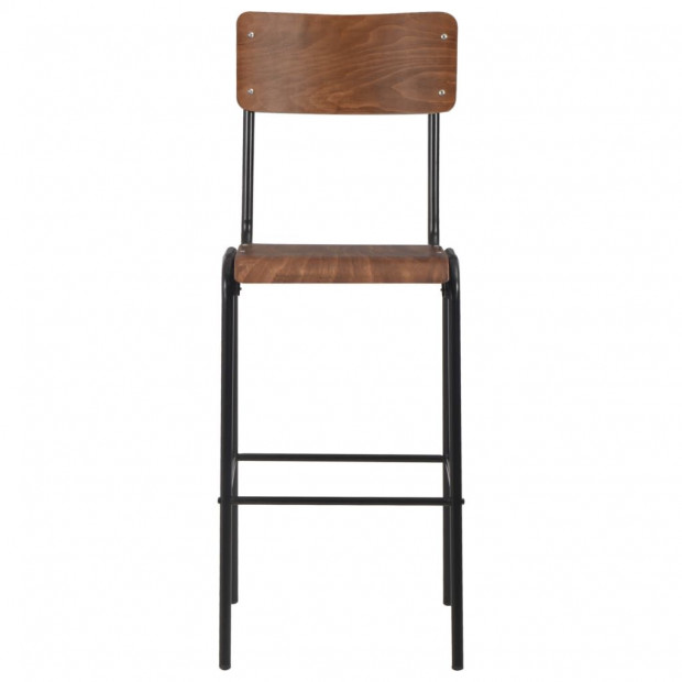 Bar Chairs 2 Pcs Brown Solid Plywood Steel Image 2