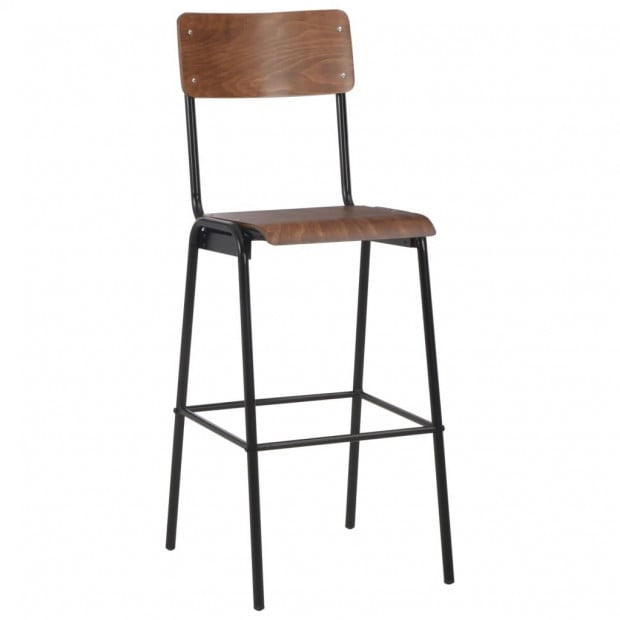 Bar Chairs 2 Pcs Brown Solid Plywood Steel Image 3