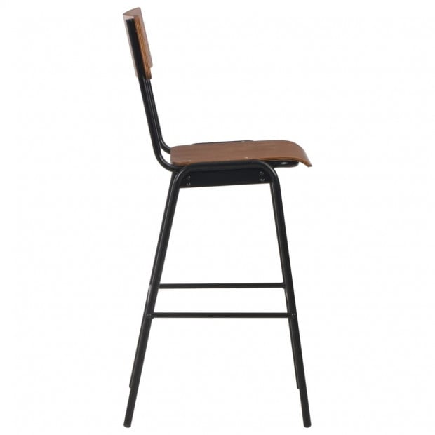 Bar Chairs 2 Pcs Brown Solid Plywood Steel Image 4