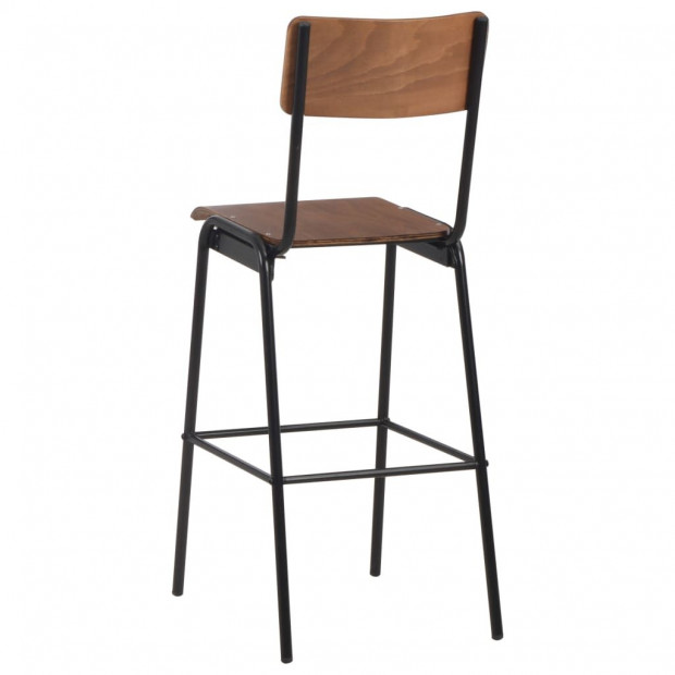 Bar Chairs 2 Pcs Brown Solid Plywood Steel Image 5