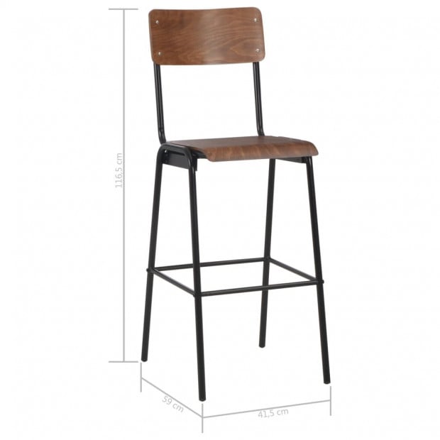 Bar Chairs 2 Pcs Brown Solid Plywood Steel Image 8