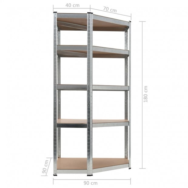 Storage Shelf Silver 90x90x180 Cm Steel And Mdf Image 8