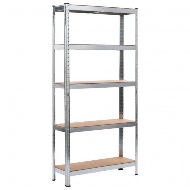 Storage Shelves 2 Pcs Silver 90x30x180 Cm Steel And Mdf Image 2