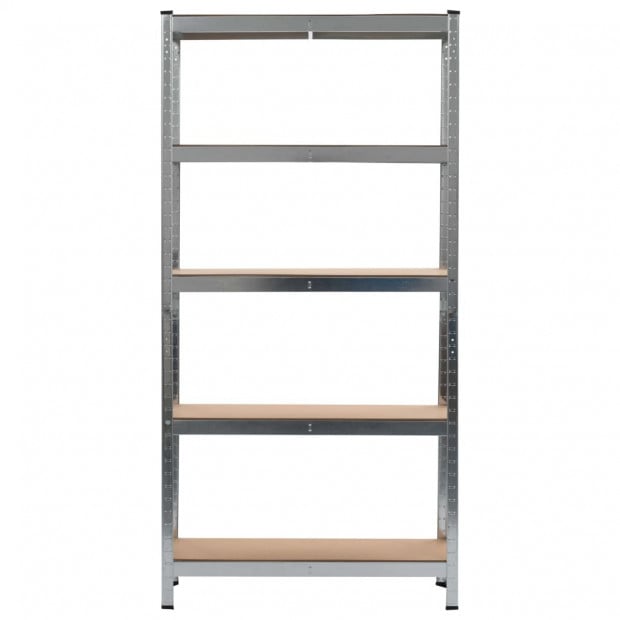 Storage Shelves 2 Pcs Silver 90x30x180 Cm Steel And Mdf Image 3