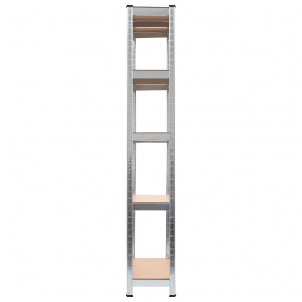 Storage Shelves 2 Pcs Silver 90x30x180 Cm Steel And Mdf Image 4