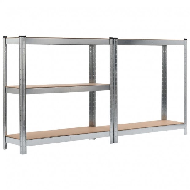 Storage Shelves 2 Pcs Silver 90x30x180 Cm Steel And Mdf Image 5