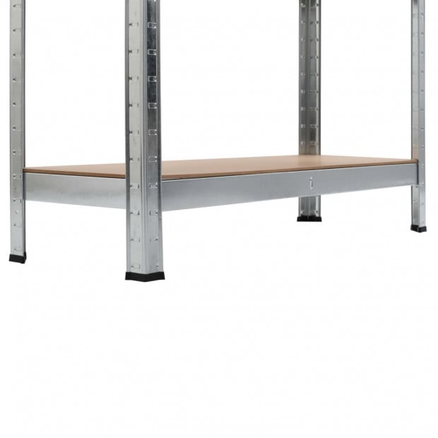 Storage Shelves 2 Pcs Silver 90x30x180 Cm Steel And Mdf Image 9